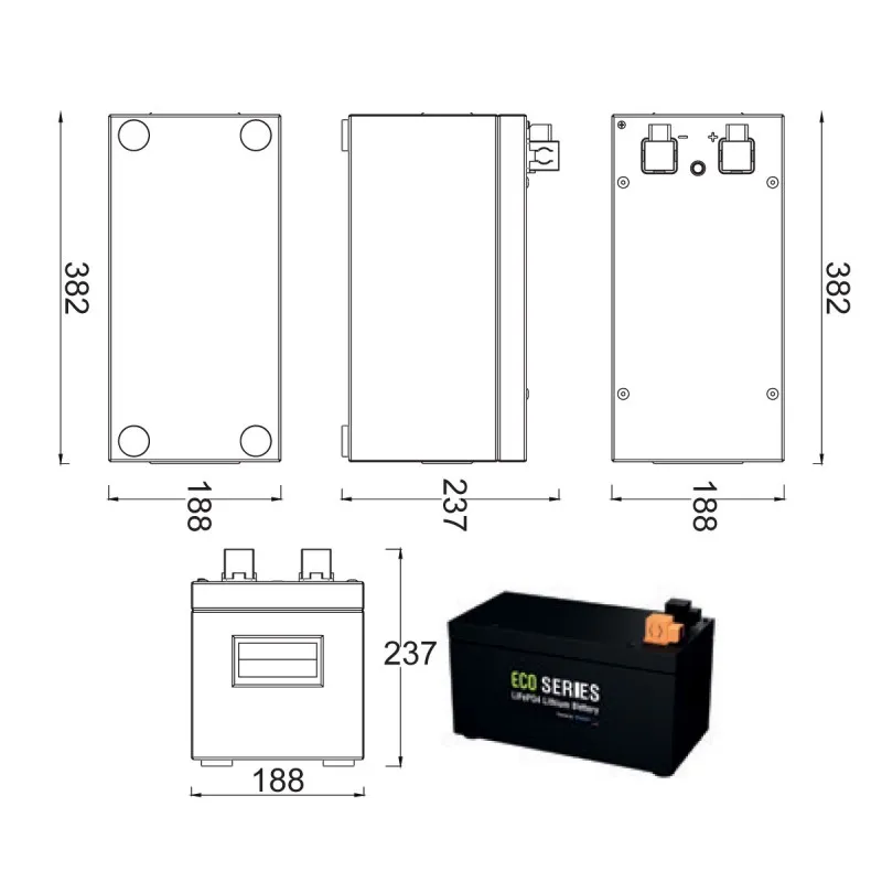 TommaTech ECO Series LiFePO4 12.8 Volt 100 Amper Lityum Batarya