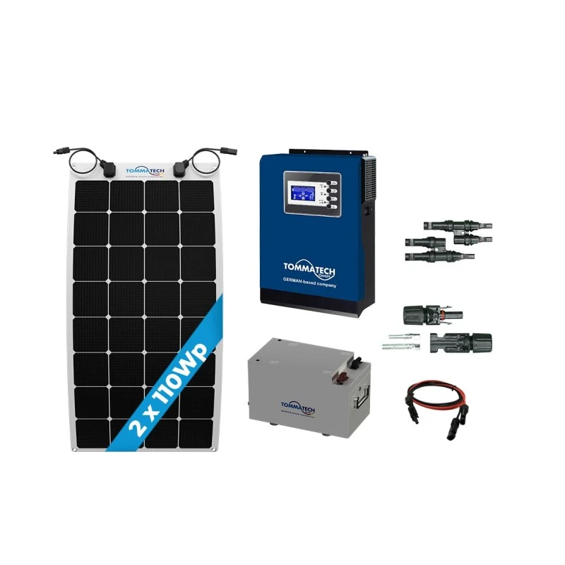 2 Panel(110Wp) 1KWE Off-Grid(12V) Esnek(Flexible) Solar Paket