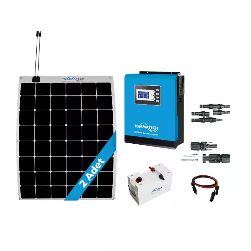 2 Panel(170Wp) 3KWE Off-Grid(24V) Esnek(Flexible) Solar Paket