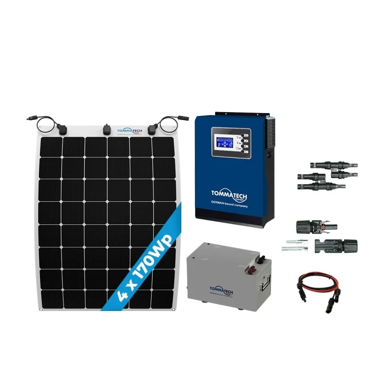 4 Panel(170Wp) 3KWE Off-Grid(24V) Esnek(Flexible) Solar Paket