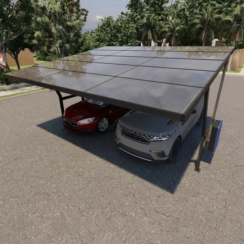 2 Araçlık Solar Otopark/Carport (Galvaniz Malzeme)(15 x TT460 Panel)