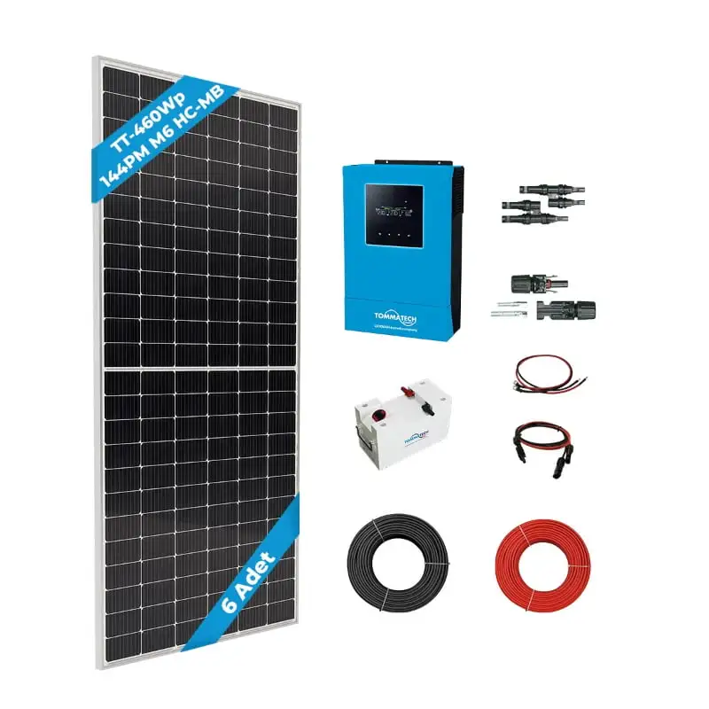 6 Panel(460Wp) 5.6KWE Off-Grid(48V) Lityum Bataryalı Hazır Solar Paket 