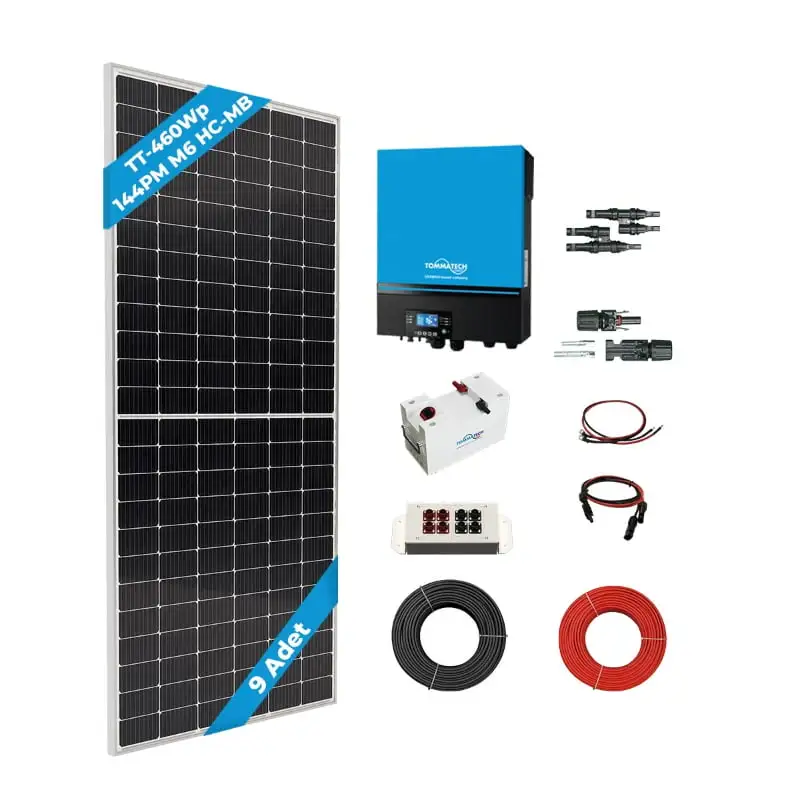 9 Panel(460Wp) 3.6KWE Off-Grid(24V) Lityum Bataryalı Hazır Solar Paket