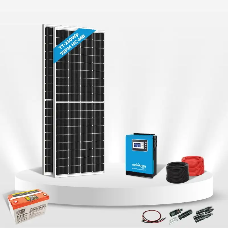 2 Panel(230Wp) 1KWE Off-Grid(12V) Jel Akulu Hazır Solar Paket