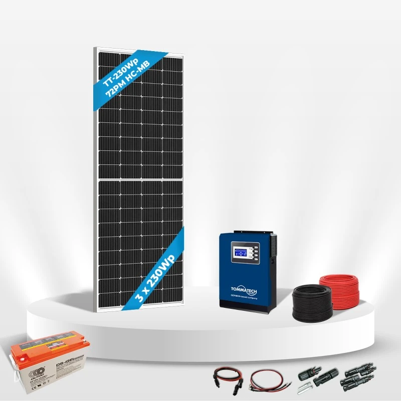 3 Panel(230Wp) 1KWE Off-Grid(12V) Jel Akulu Hazır Solar Paket