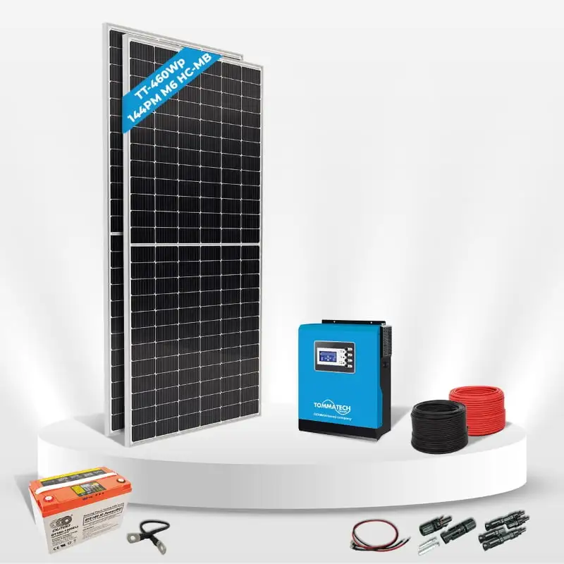 2 Panel(460Wp) 3KWE Off-Grid(24V) Jel Akulu Hazır Solar Paket