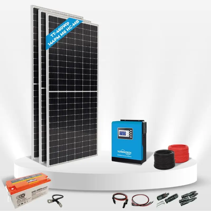 3 Panel(460Wp) 3KWE Off-Grid(24V) Jel Akulu Hazır Solar Paket